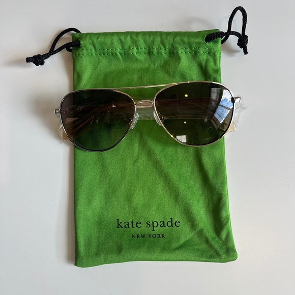 NEW Kate Spade New York Emmaline Sunglasses Gold Metal Aviators main image 9